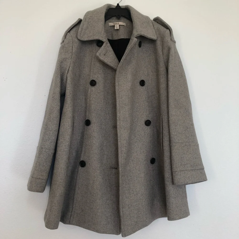 Zara Trafaluc Outerwear Gray Pea Coat - Picture 1 of 7
